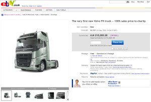 Wysoka cena za nowe Volvo FH na aukcji eBay