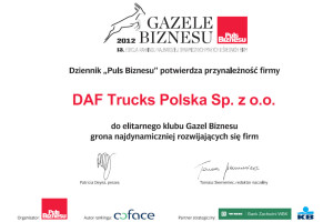 Gazela Biznesu dla DAF Trucks Polska