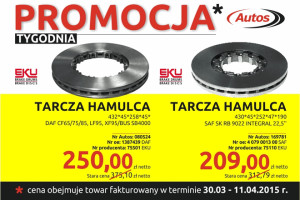 Tarcze hamulcowe w promocji tygodnia Autos