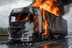 Prawie 1200 pożarów samochodów ciężarowych w ciągu roku – nie wszystkie szkody pokrywa polisa